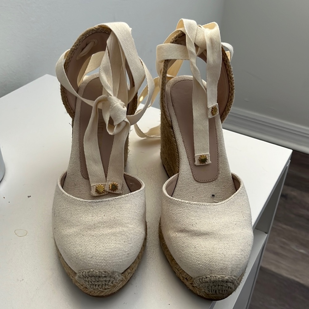 Worn once Stuart Weissman wedge sandals. Look so beautiful on